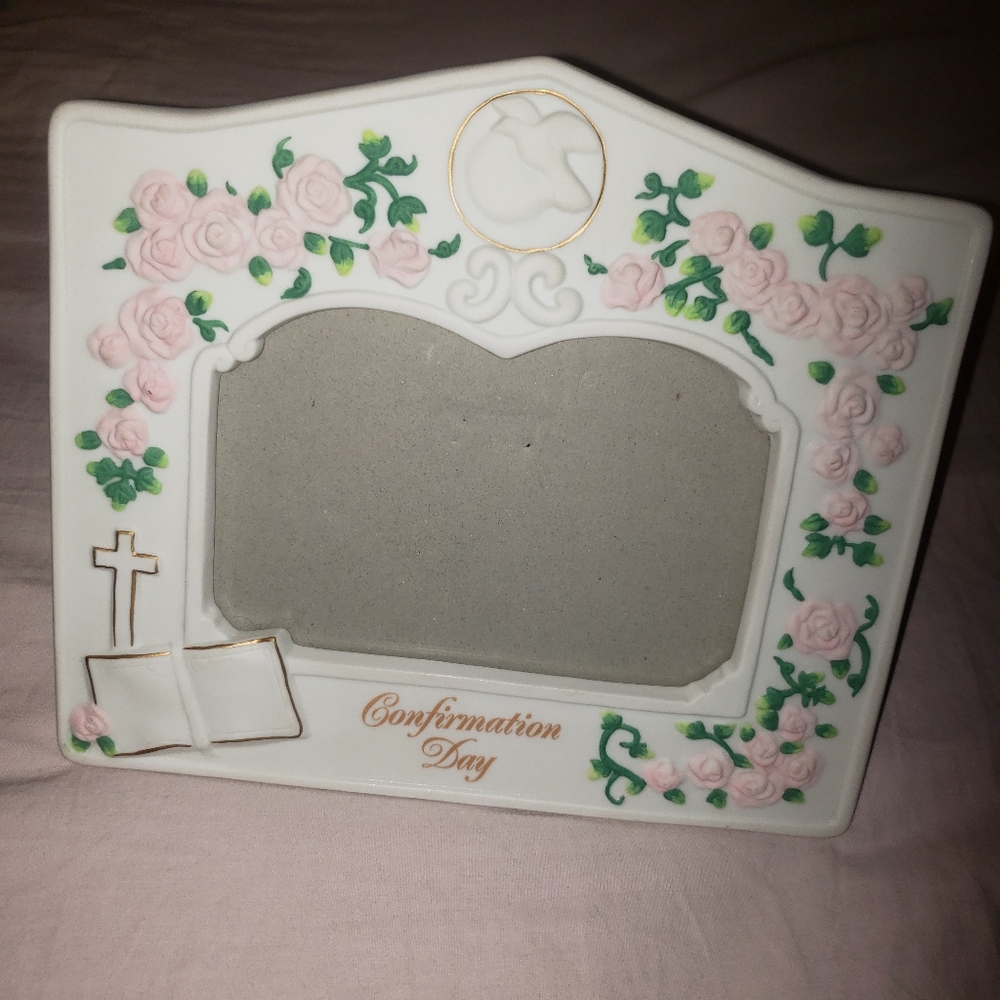 Vintage Y2K Porcelain Confirmation Day Photo Frame